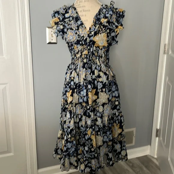 white christmas dresses Cap Sleeve Belted Midi Dress Grey Dark Wash / L main image 1
